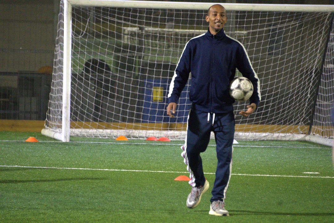 Coach Ruphael Bereket on the training pitch